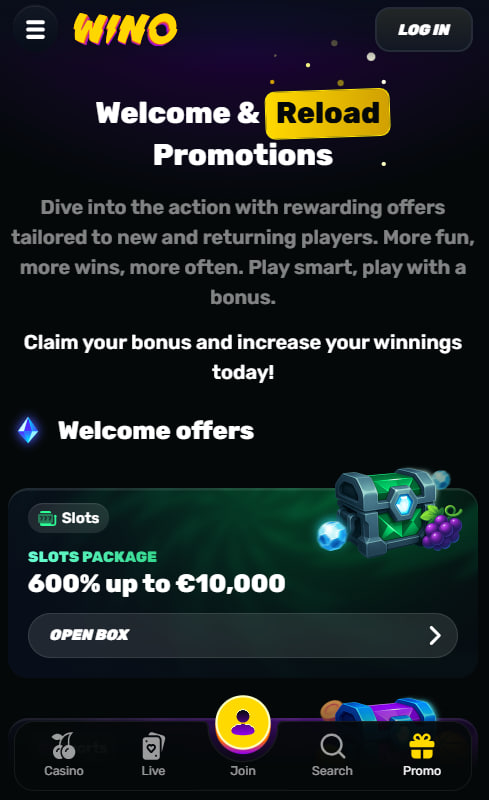 Wino Casino mobile